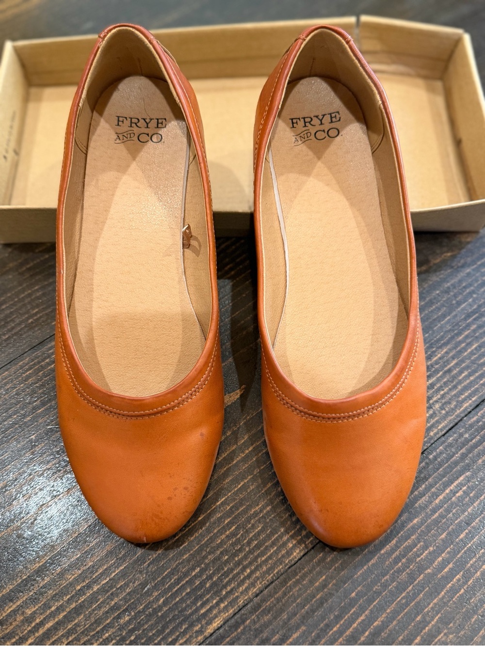 FRYE AND CO. Leather Ballet Flats — Cognac Brown